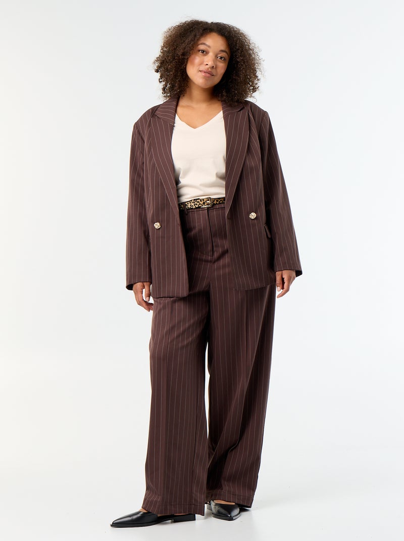 Veste de tailleur longue avec ouverture double boutonnage Marron - Kiabi