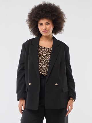 Veste de tailleur longue double boutonnage
