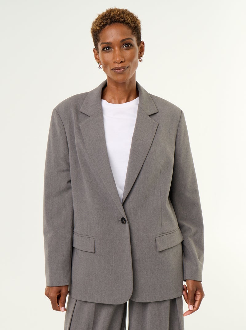 Veste de tailleur longue Gris - Kiabi