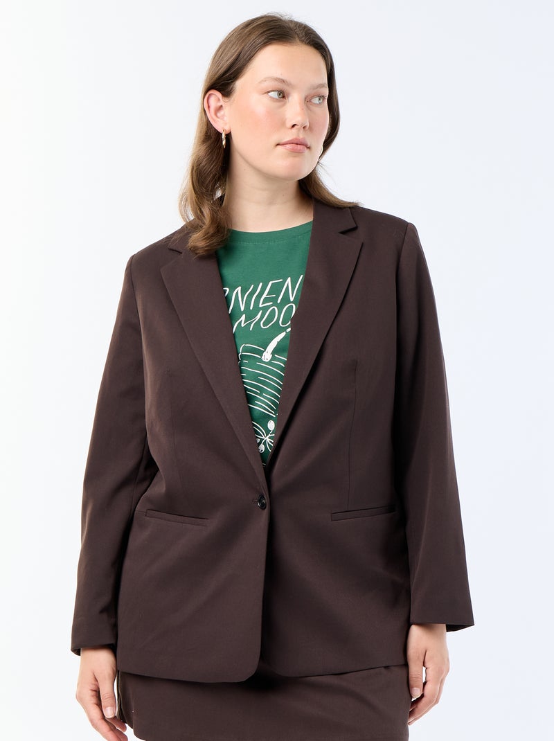 Veste de tailleur longue Marron - Kiabi