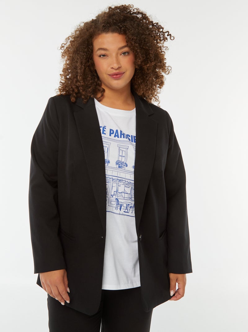 Veste de tailleur longue Noir - Kiabi