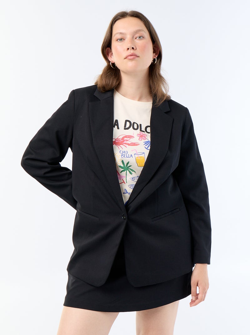 Veste de tailleur longue Noir - Kiabi
