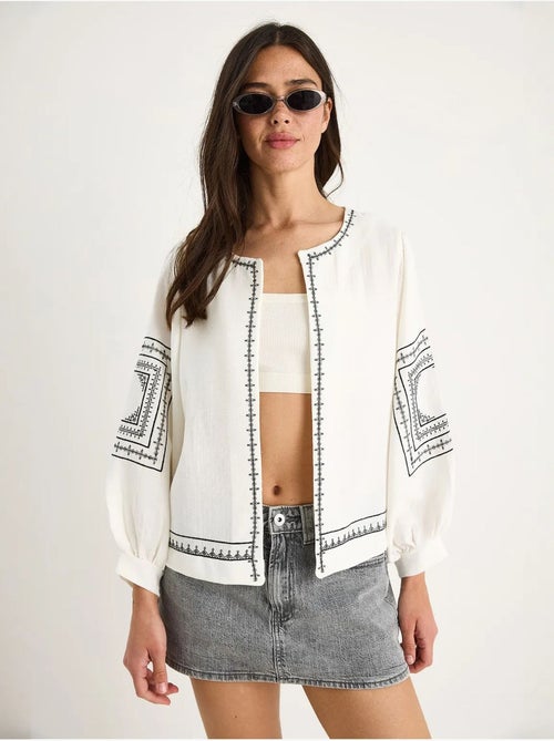 Veste décontractée à col rond brodée lucci - Kiabi
