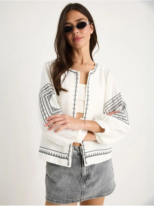 Veste décontractée à col rond brodée lucci - Kiabi