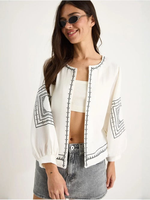 Veste décontractée à col rond brodée lucci - Kiabi