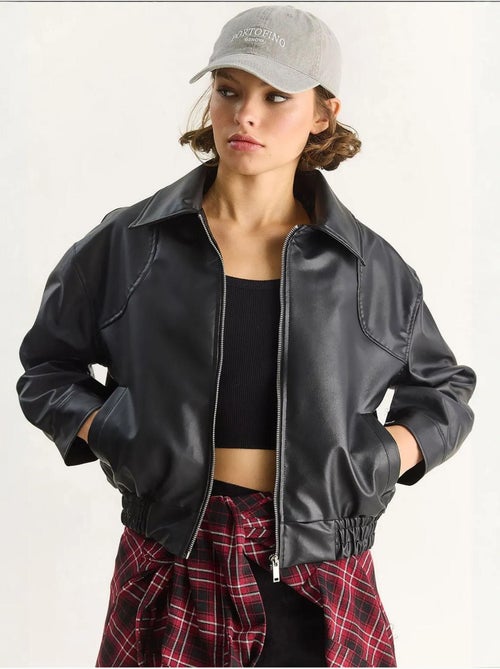 Veste décontractée en similicuir avec fermeture éclair et poches lucci - Kiabi