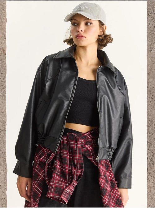 Veste décontractée en similicuir avec fermeture éclair et poches lucci - Kiabi