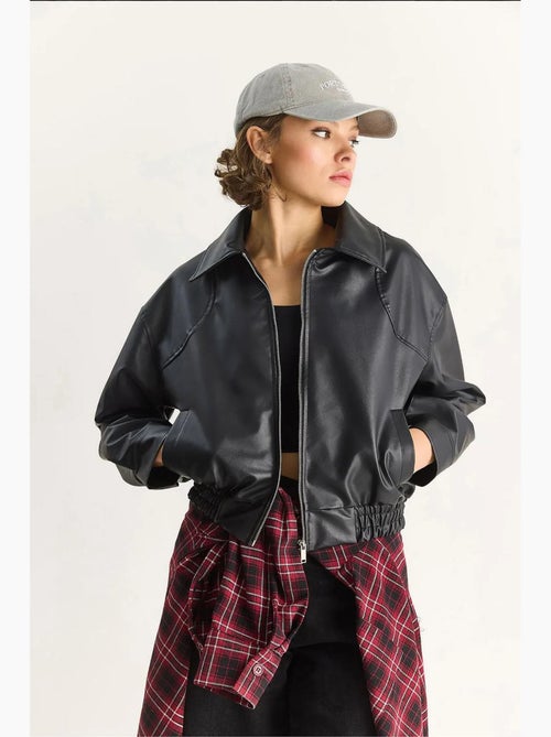 Veste décontractée en similicuir avec fermeture éclair et poches lucci - Kiabi