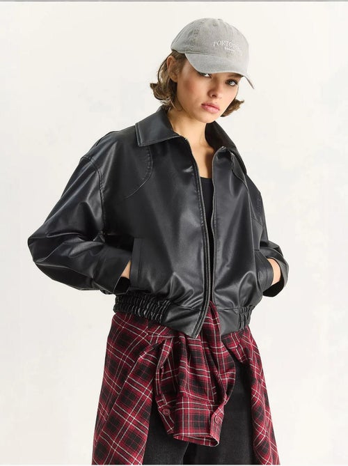 Veste décontractée en similicuir avec fermeture éclair et poches lucci - Kiabi
