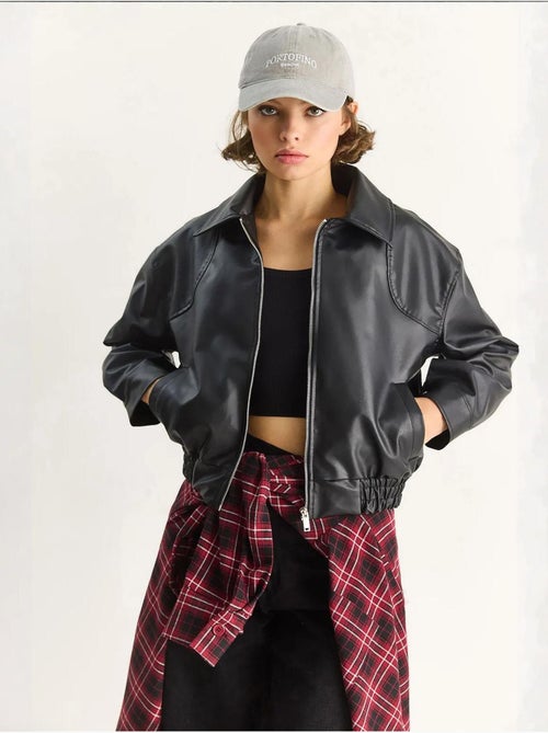 Veste décontractée en similicuir avec fermeture éclair et poches lucci - Kiabi
