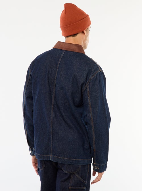 Veste denim avec col en velours côtelé - Kiabi
