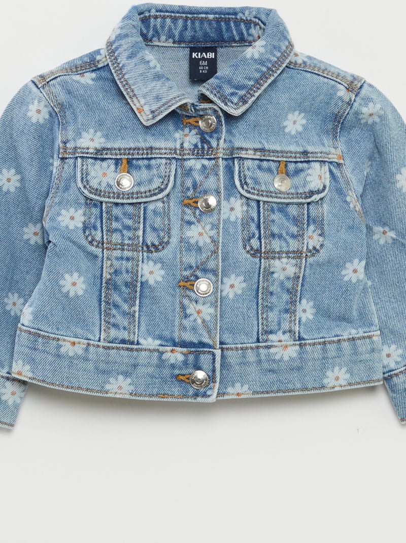 Veste denim avec ouverture pressionnée BLEU - Kiabi