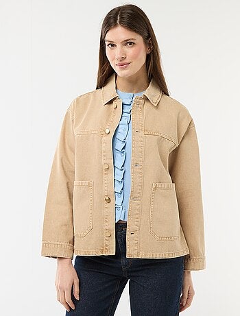 Veste denim courte avec 2 poches plaquées