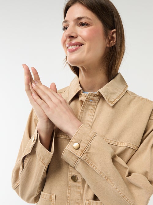 Veste denim courte avec 2 poches plaquées - Kiabi