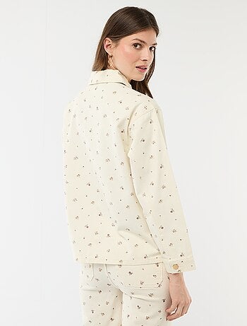 Veste denim courte avec 2 poches plaquées