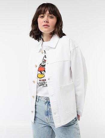 Veste denim courte avec 2 poches plaquées