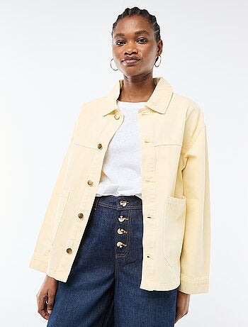 Veste denim courte avec 2 poches plaquées