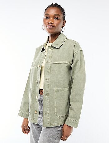 Veste denim courte avec 2 poches plaquées