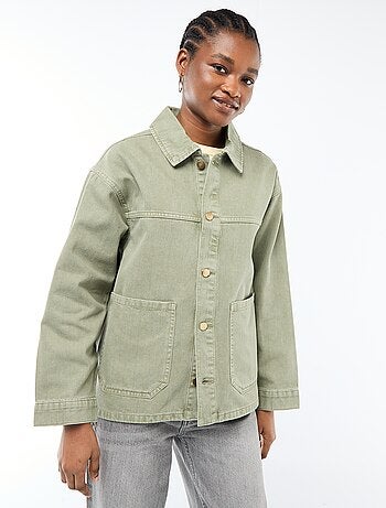 Veste denim courte avec 2 poches plaquées