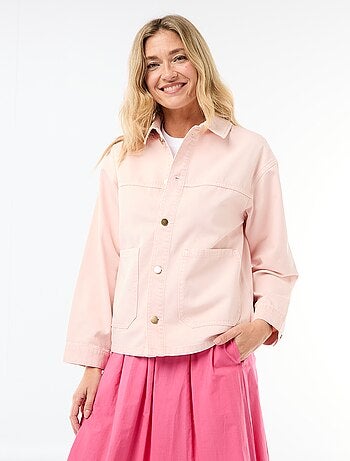 Veste denim courte avec 2 poches plaquées