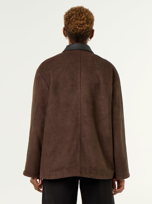 Veste droite en suédine avec col en simili - Kiabi