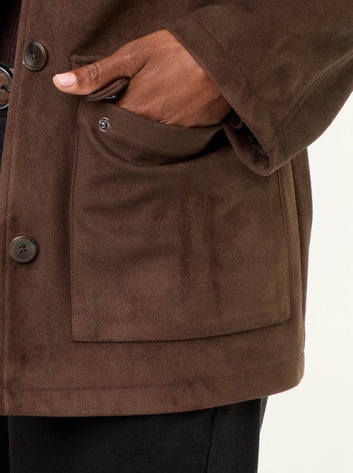 Veste droite en suédine avec col en simili - Kiabi