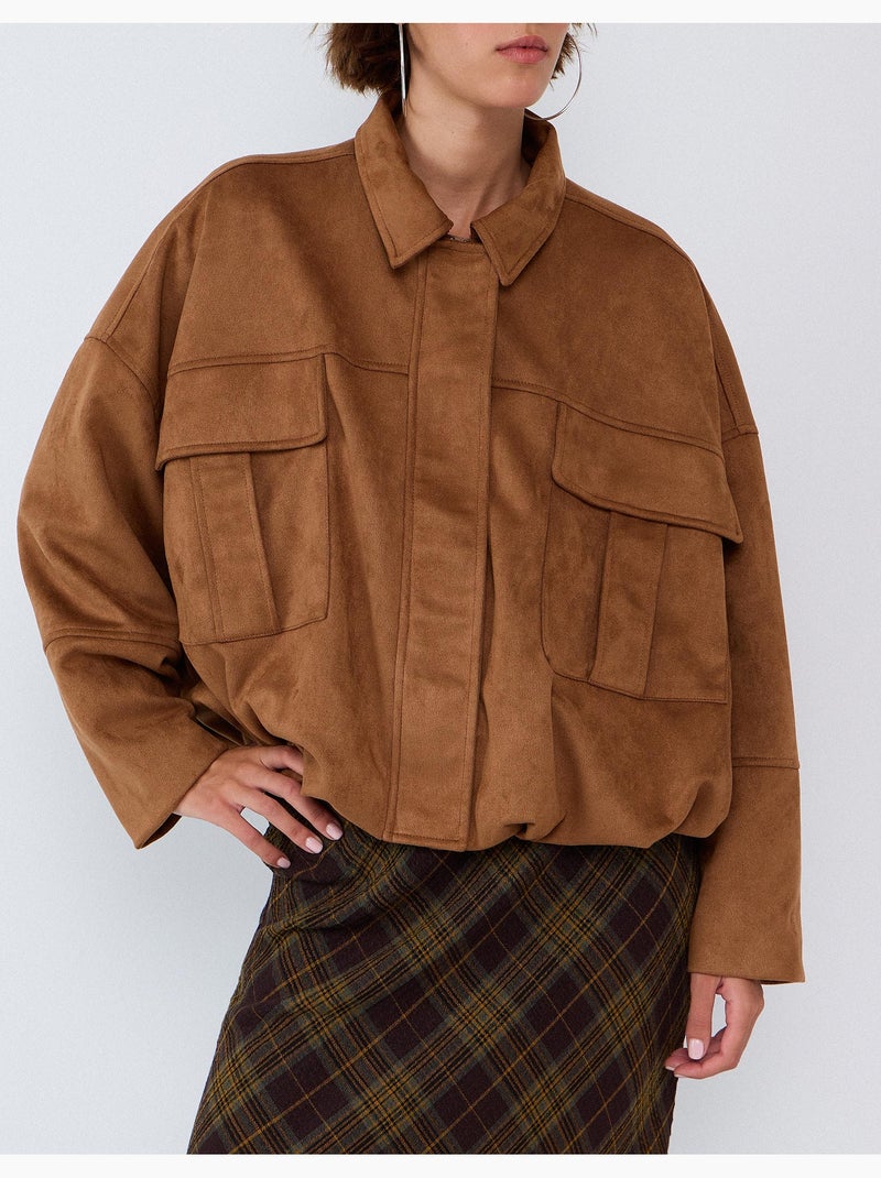 Veste effet daim, mo fashion Beige - Kiabi