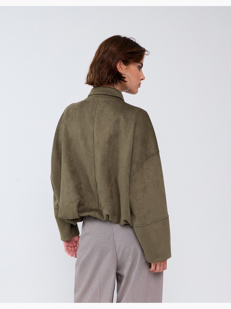 Veste effet daim, mo fashion Vert - Kiabi