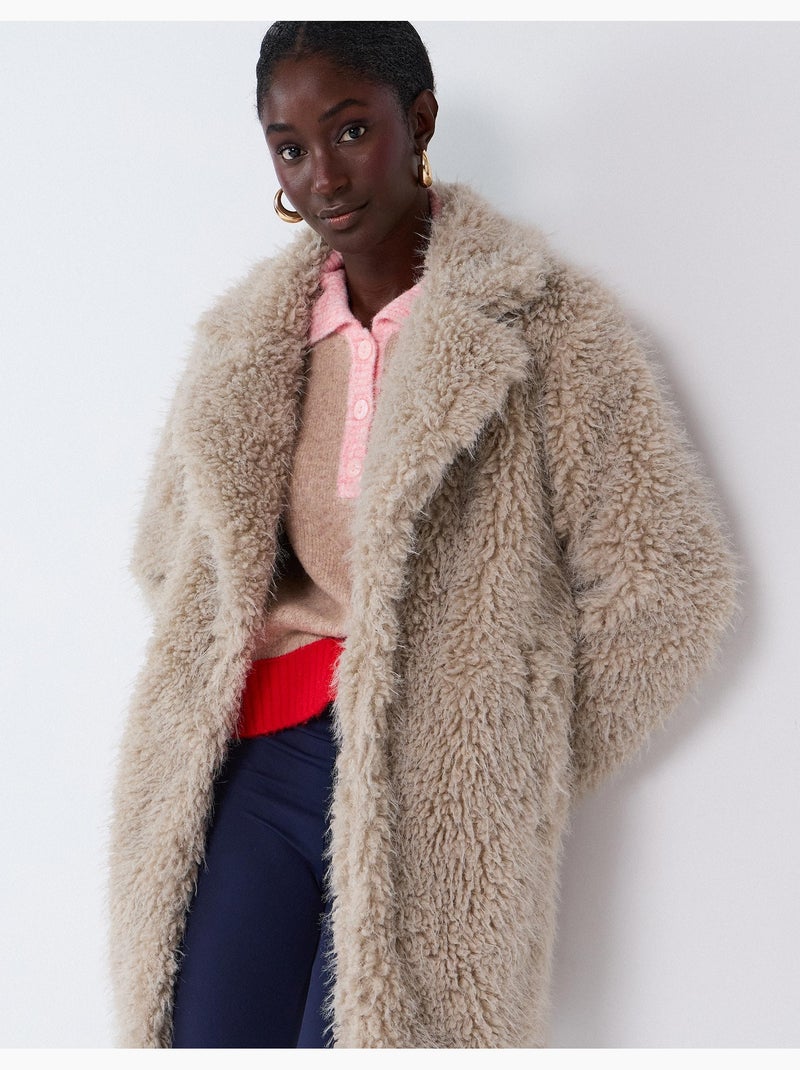 Veste effet fourrure, mo fashion Beige - Kiabi
