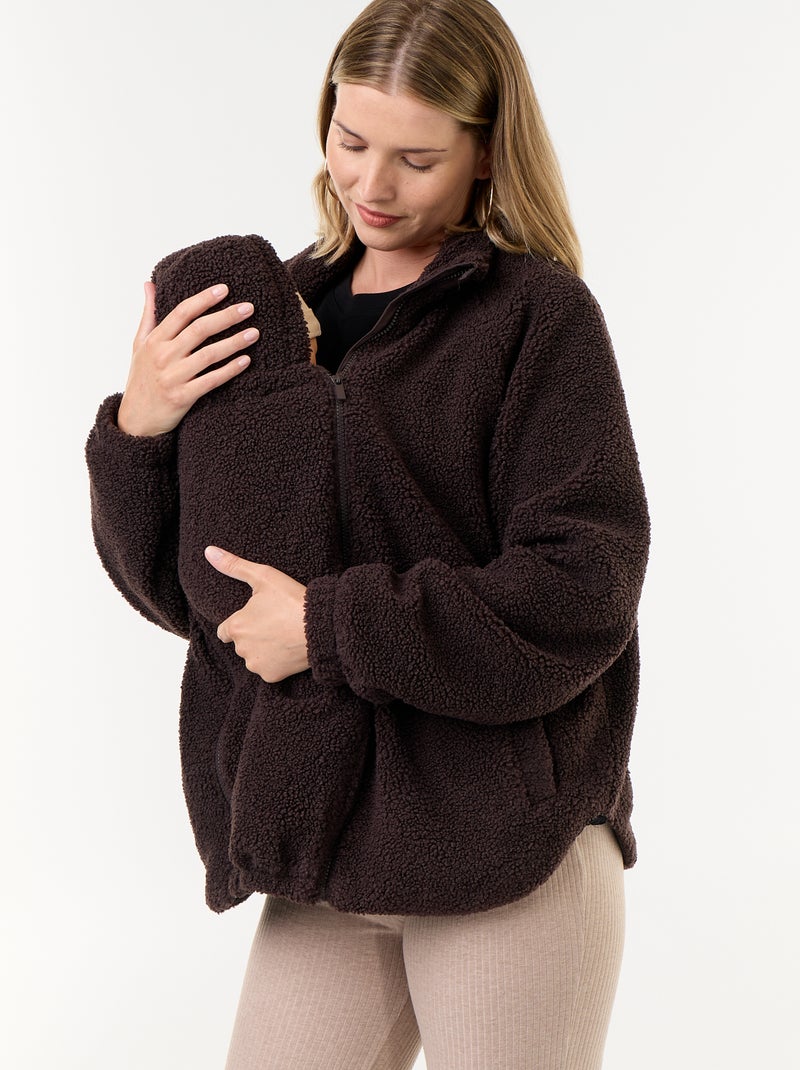 Veste effet moutonné de maternité et portage Marron - Kiabi