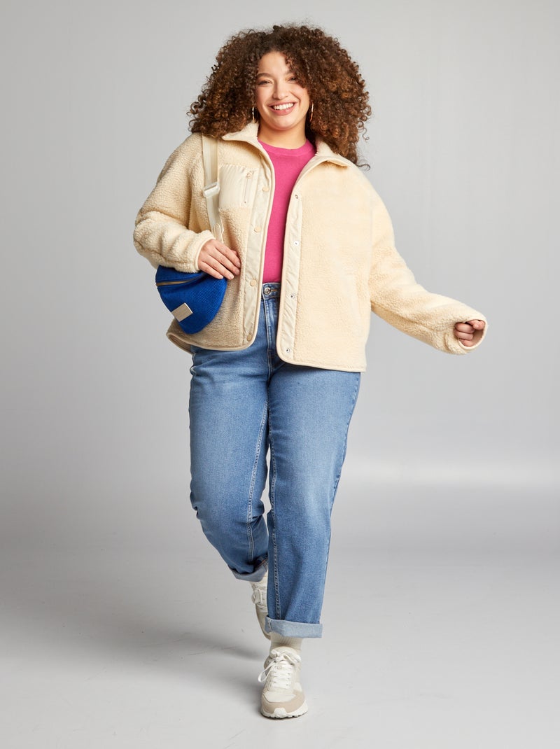 Veste effet moutonné Ecru - Kiabi