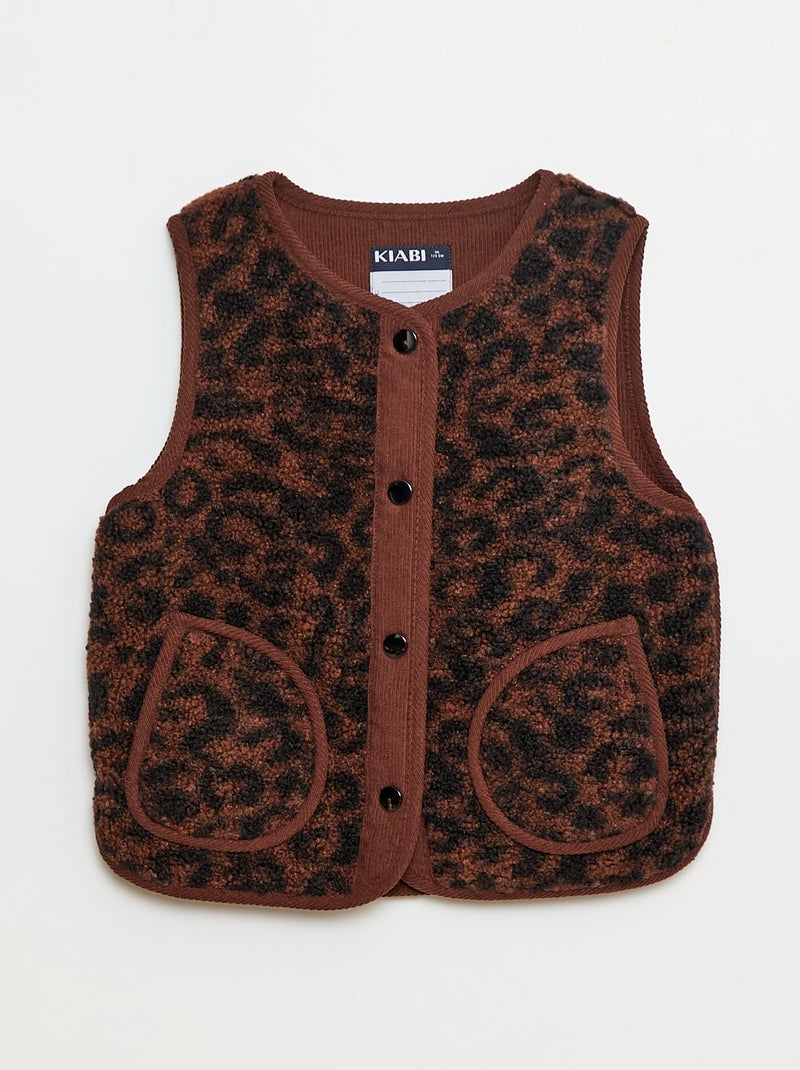 Veste effet moutonnée sans manches Marron - Kiabi