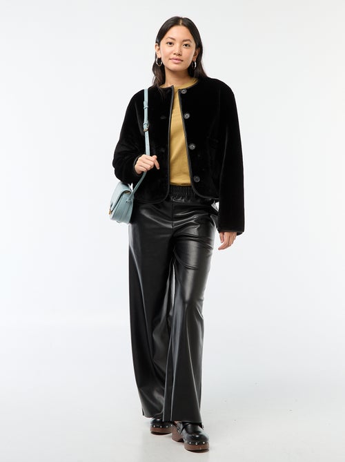 Veste effet pelucheux col rond - Kiabi