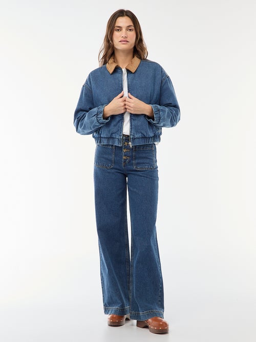 Veste en coton avec col velours côtelé - Kiabi