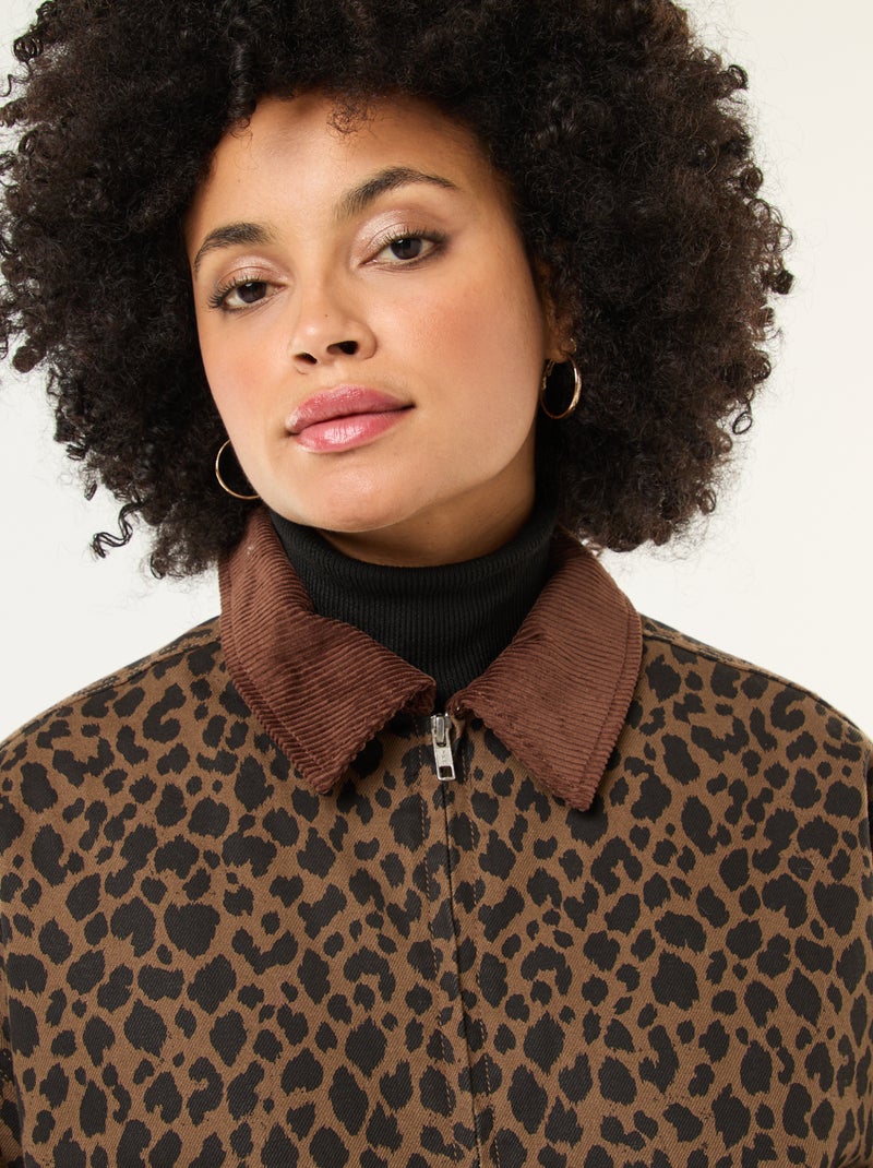 Veste en coton avec col velours côtelé Marron - Kiabi