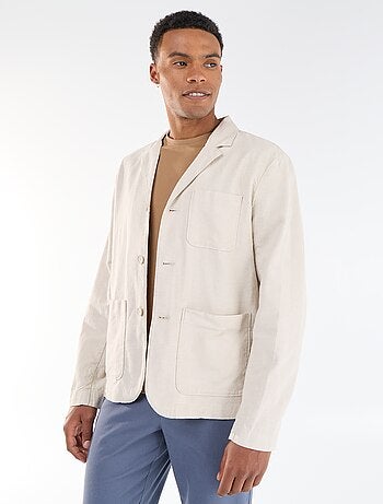 Veste en coton et lin avec poches plaquées