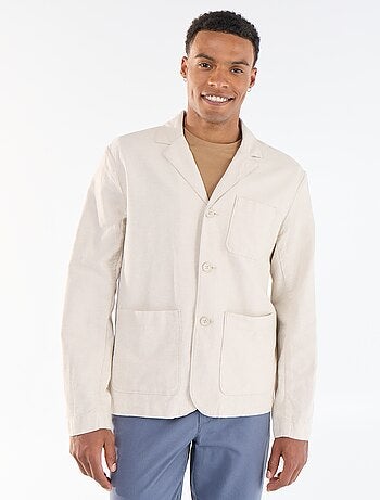 Veste en coton et lin avec poches plaquées