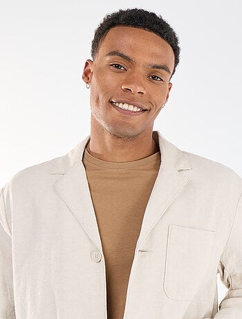 Veste en coton et lin avec poches plaquées