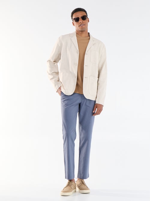 Veste en coton et lin avec poches plaquées - Kiabi