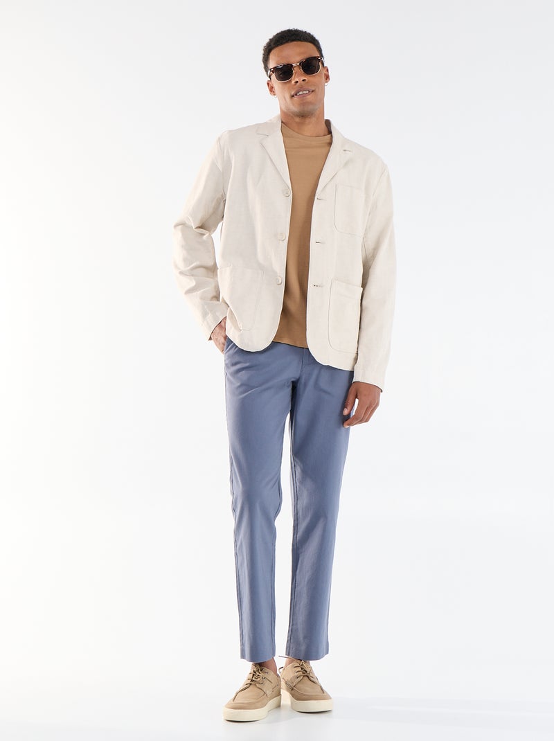 Veste en coton et lin avec poches plaquées Beige - Kiabi