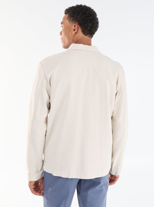 Veste en coton et lin avec poches plaquées - Kiabi