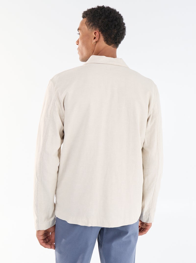 Veste en coton et lin avec poches plaquées Beige - Kiabi