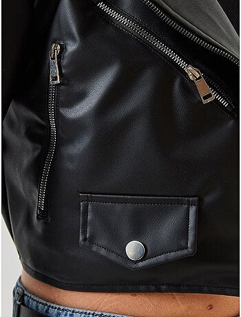 Veste en cuir à fermeture éclair asymétrique lucci