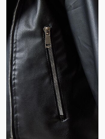 Veste en cuir à fermeture éclair asymétrique lucci
