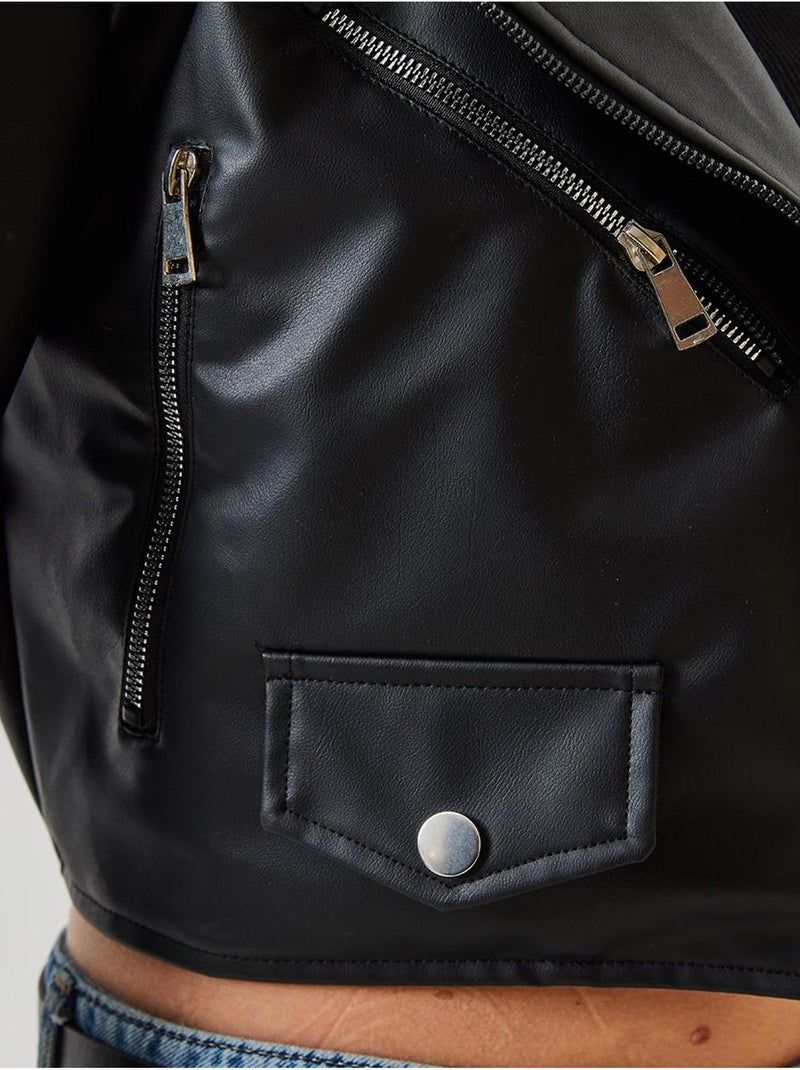 Veste en cuir à fermeture éclair asymétrique lucci Noir - Kiabi