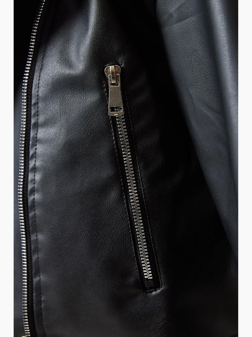 Veste en cuir à fermeture éclair asymétrique lucci - Kiabi