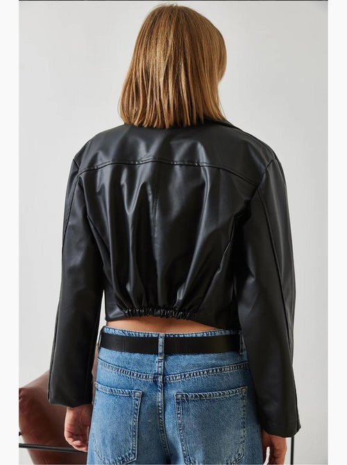 Veste en cuir à fermeture éclair asymétrique lucci - Kiabi