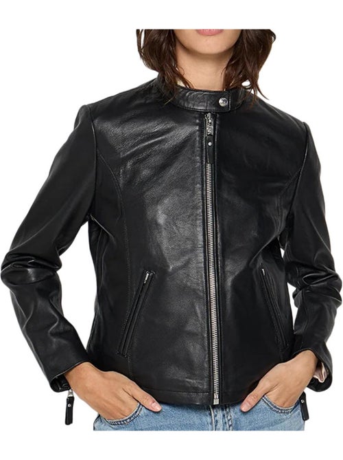 Veste en Cuir Femme Schott - Kiabi Veste en Cuir Femme Schott - Kiabi