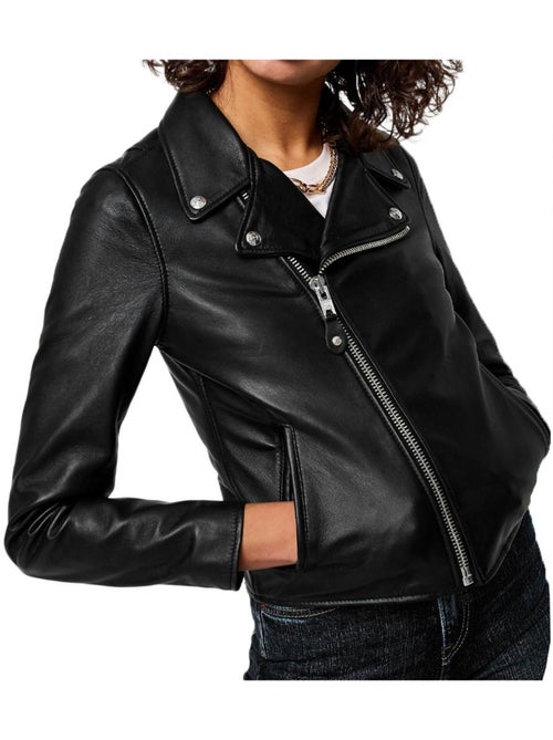 Veste en cuir Femme Schott - Kiabi Veste en cuir Femme Schott - Kiabi