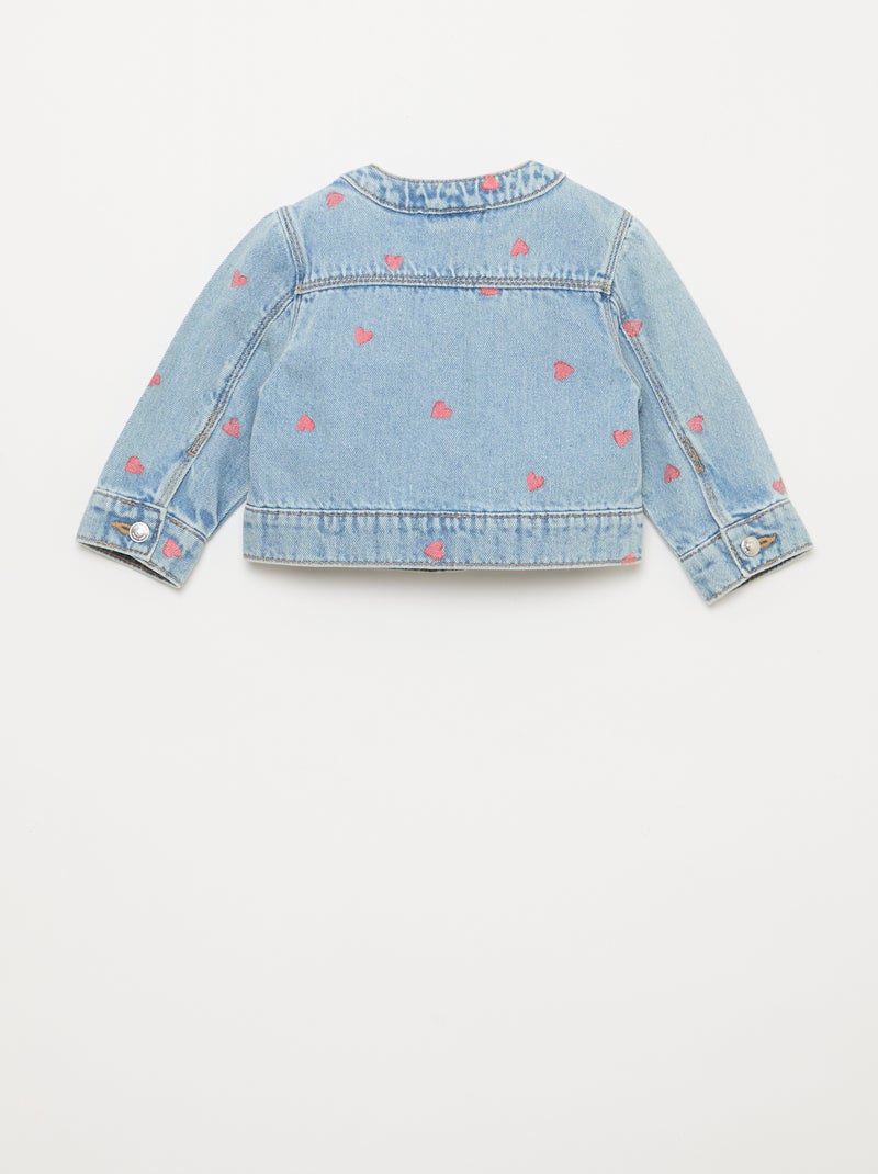 Veste en denim à col rond Bleu - Kiabi